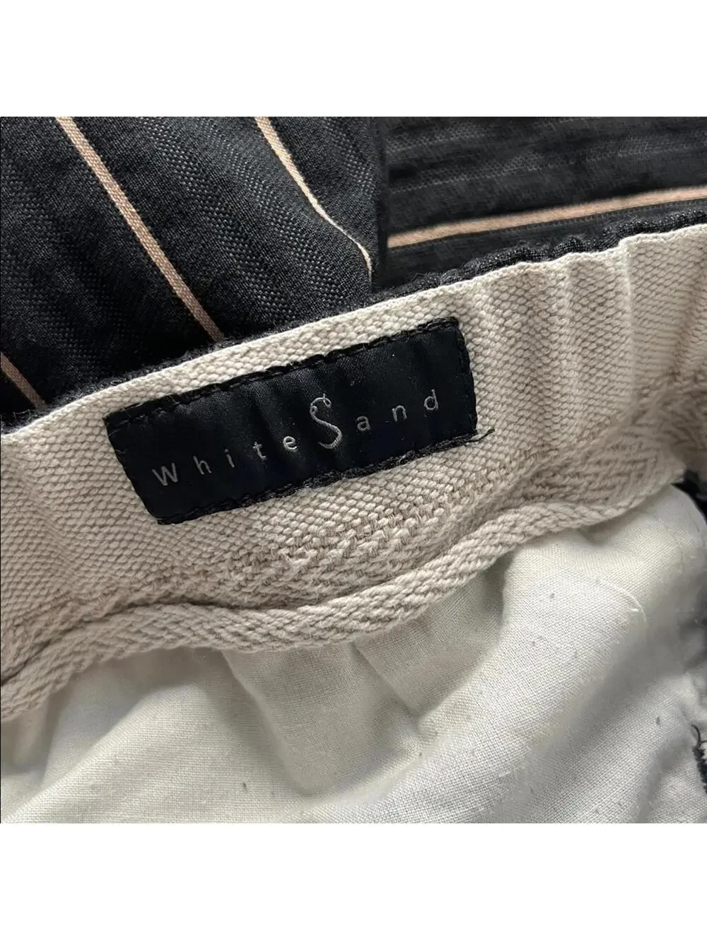 WHITE SAND GARMANY Navy Striped Buckled Trouser Pants EU 48